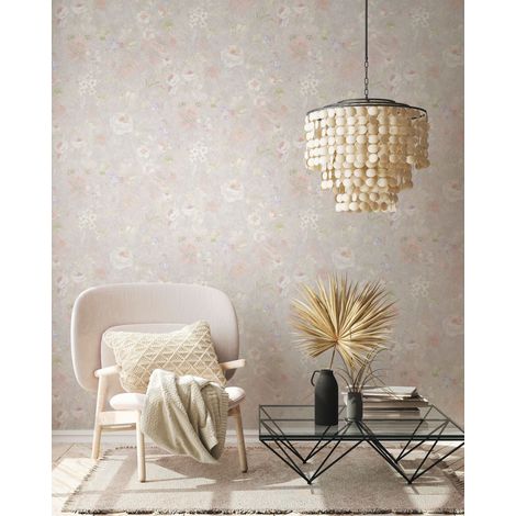 A.S. Creation Natural Living 386364 Vliestapete Blumenoptik 10.05 x 0.53 m Grau Wohnzimmer Schlafzimmer Flur Küche Esszimmer Badezimmer Bad Arbeitszimmer Büro Diele (1/5)