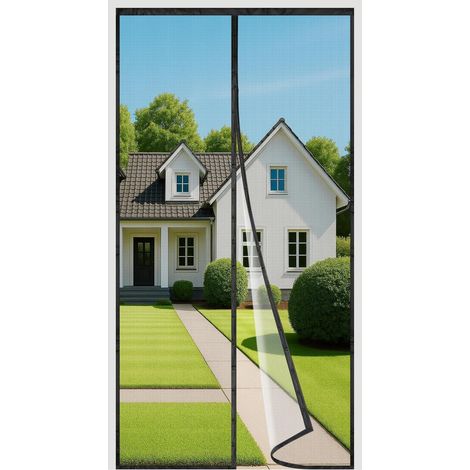 Fliegengitter Balkontür 140x240cm, Magnetverschluss, ohne Bohren, Insektenschutz Schwarz