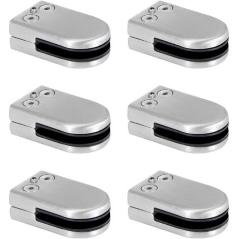 Glass Clamp, Stainless Steel Glass Clamp 6-8mm Glass Clamp Brackets Adjustable Glass Clamp Flat Back Connection for Balustrades Stair Handrail 6pcs