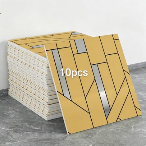 Juego de 10 papeles pintados autoadhesivos con efecto madera (efecto azulejo, dimensiones: 30 x 30 x 0,2 cm) (1/5)