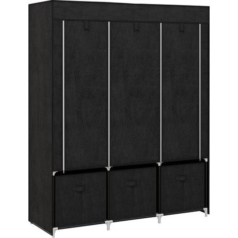 Armadio portaoggetti in tessuto pieghevole con 5 ripiani, 2 aste e 3 cassetti in tessuto 125L x 43P x 162.5H cm (1/5)
