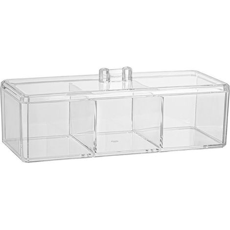 Boîte À Thé - 3 Compartiments Avec Couvercle - Rangement Transparent En Plastique - Pour Thé Café Épices - 1 Pièce (1/4)