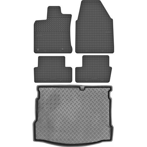 Set di tappetini in gomma per auto e tappetino per bagagliaio per Nissan Qashqai I Crossover dal 2007 al 2013.