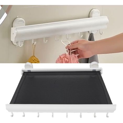 Ausziehbarer, wandmontierter Wäschetrockner mit Saugnapf – Aluminium/PP – 60 cm, Weiß (1/5)