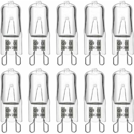 G9 28W 230V halogen bulb, 370 lm 2700K warm white, dimmable, G9 capsule bulbs, for chandeliers, landscape lighting, wall lights, cabinet lighting, pack of 10 (1/4)