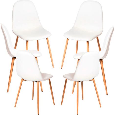Packs Sillas Comedor - Pack 6 Sillas Teok Polipiel - Blanco (1/5)