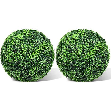 Boule De Buis Artificielle - 35 Cm - Résistante Aux Intempéries Et Aux UV - Pour Décoration Intérieure Et Extérieure - Lot De 2 (1/5)