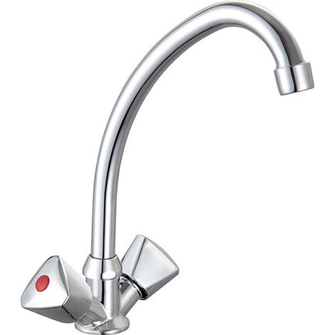 – Mélangeur évier HERA chromé – Têtes à clapet – Bec tube mobile orientable – Corps laiton résistant à la corrosion – Poignées ABS faciles à nettoyer (1/2)