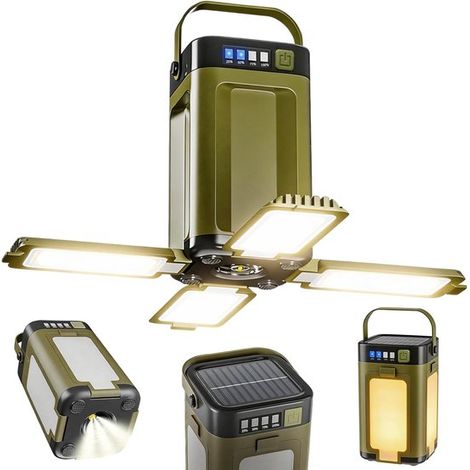 Solar Campinglampe Energie wiederaufladbare LED Solar Campinglampe multifunktionale, faltbare Lampe mit 6 Beleuchtungsmodi, tragbare USB Lampe fü (1/5)