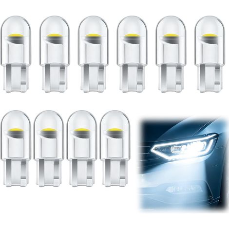 501 T10 W5W LED Bulbs Clear, 10 Packs 194 2825 168 Number Plate Bulb, Cool White 6500K 12V Wedge Led Side Light Bulb Car Bulb for Auto Interior Dome Map Door Courtesy License Plate