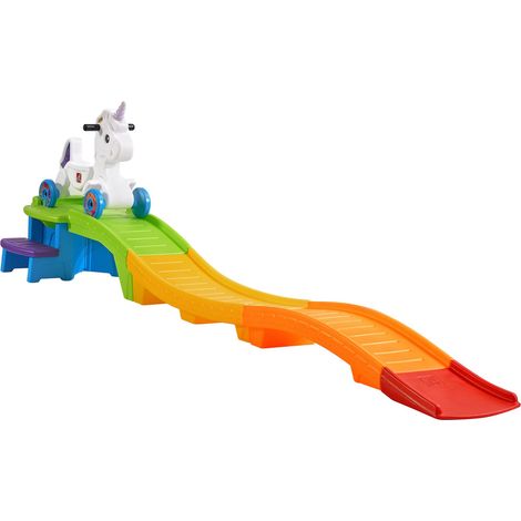 Step2 Unicorn Up & Down Roller Coaster  Montagnes Russes / Toboggan Avec Licornes Pour Enfants  Jouet Avec Porteur Auto / Voiture