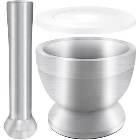 Jeu de mortier en acier inoxydable avec base antidérapante, Mortier pilon Cuisine, solide mortier pilon à épices, royeur Manuel Bol Moulin, pour Le Broyage des Herbes Noix Épices (1/5)