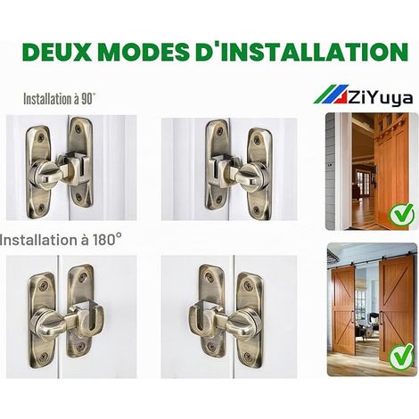 90/180 Degree Tilt Door Latch Right Angle Barn Door Latches Zinc Alloy Door Lock Hardware for Cabinets Bathroom Window Garden Bronze (1/4)