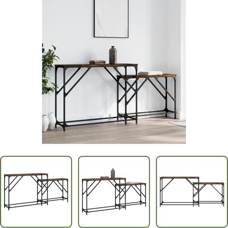 vidaXL Eingangstisch -  Konsolentische 2 Stk. Räuchereiche Holzwerkstoff