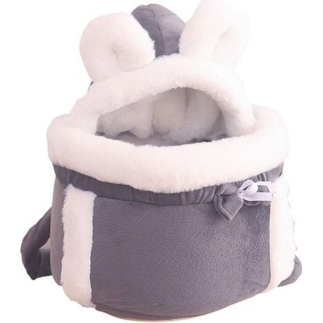 Sac de transport isotherme pour animaux, petit sac à dos pour chats et chiens, cage d'hiver en peluche pour animaux, gris - L (1/4)