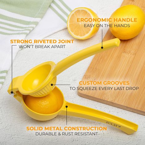 Spremiagrumi da cucina in metallo - Estrattore di limoni portatile - Spremiagrumi facile da usare - Pressione manuale per la massima estrazione del succo - Estrai fino all'ultima goccia