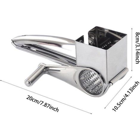 Râpe fromage inox manuel - râpe rotative cuisine - outil fromage dur argent (1/4)