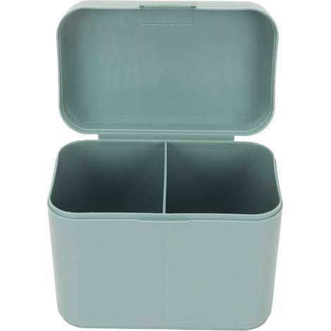 Boîte de rangement bureau 2 compartiments séparés, multifonction, anti-poussière, grande capacité, organiseur unique en coton vert. (1/5)
