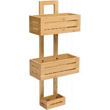 Étagère Bambou - 3 Niveaux - Salle De Bain Cuisine - 65 x 28 x 13,5 cm - Naturel (1/5)