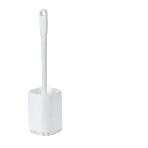 Brosse WC Silicone et Supports Brosse Toilettes WC Nettoyante en Profondeur,Balayette WC avec Long Manche en Plastique Antidérapant pour Nettoyer Le Coin des Toilettes,Blanc (1/5)