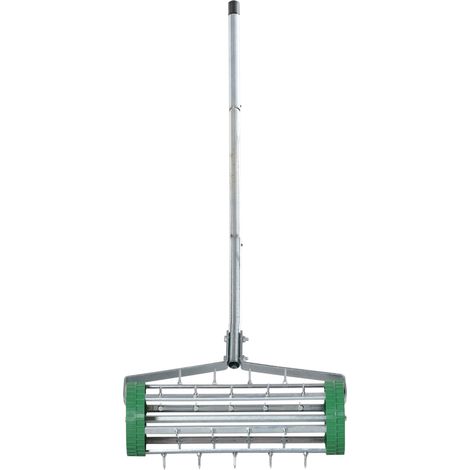Aérateur de pelouse, 43,5 cm de large, manuel, avec bac de rangement, outils de jardin, carotteuse, aération du sol, entretien des pelouses et des sols compactés