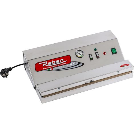 Machine sous vide professionnelle inox 43 cm – Soudure électronique réglable – Pompe à piston autolubrifiant – Capacité d'aspiration 40 lt/min – Reber
