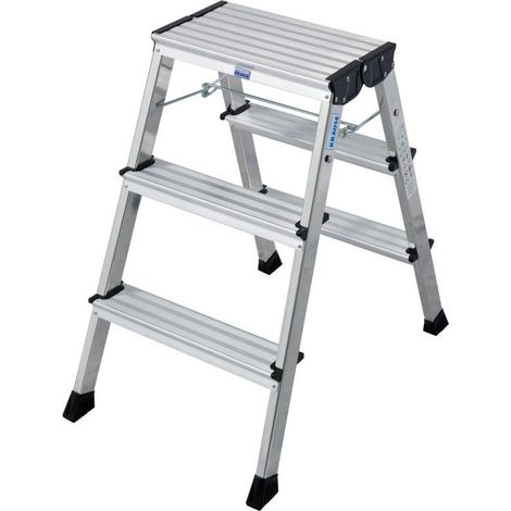 Escalerilla plegable de aluminio  con ruedas  2 x 3 peldaños 