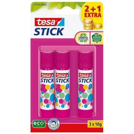 Tesa Barra de pegamento rosa y negra pack de 3 unidades