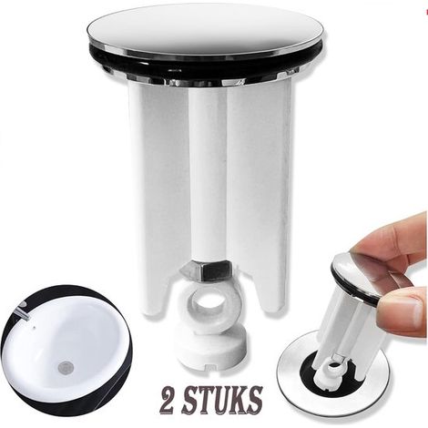 Bouchons d’évacuation 2 pièces – Bouchons d’évier et lavabo réglables en hauteur 40 mm – Bouchons pour salle de bain toilettes et évacuations – Blanc (1/5)