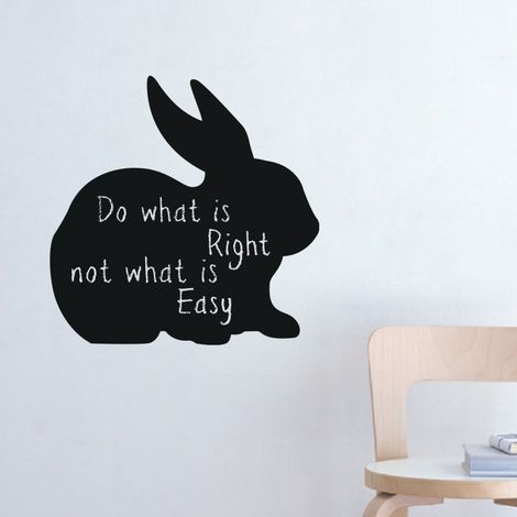 Sticker ardoise tableau noir - stickers muraux adhésif effaçable - SILHOUETTE LAPIN - 40x40cm (1/4)