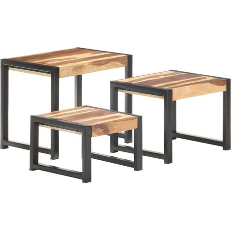 Tables gigognes 3 pcs Bois solide (1/5)