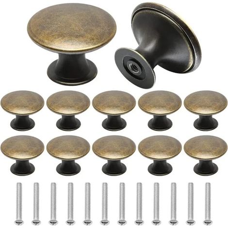 Lot de 12 boutons de meuble bronze vintage, poignées de porte pour placard, cuisine ou armoire, avec vis incluses. - Bronze - Bronze (1/5)