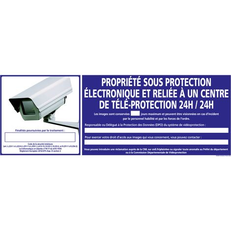 PANNEAU PROPRIETE SOUS PROTECTION ELECTRONIQUE (G1185) - Adhésif - 210 x 75 mm