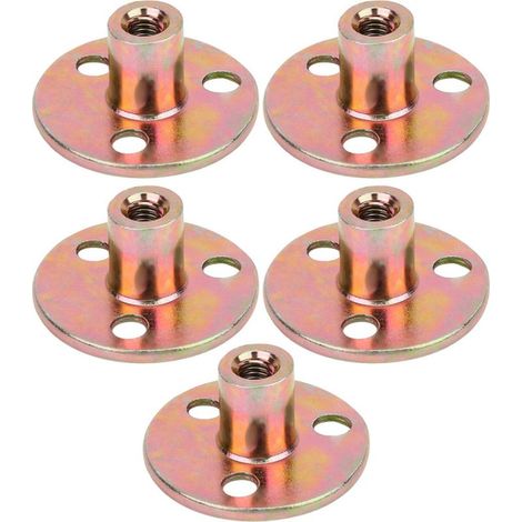 Écrou Flange M6 Galvanisé à 3 trous - Lot de 5 Écrous à Base Ronde pour Fixation de Meubles (1/5)
