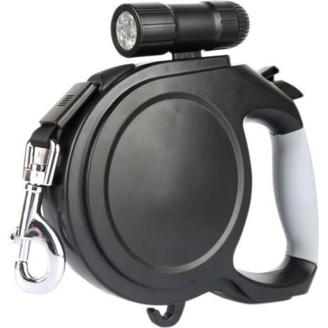 Laisse rétractable pour chien de 8 m, laisse extensible avec lampe de poche LED, frein à un bouton pour petit chien (1/5)
