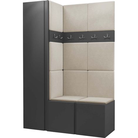 Conjunto para recibidor Pinis IX, Manila 02, 186x124x46cm, Tapiz, Aglomerado laminado, Colocada, Montada en la pared