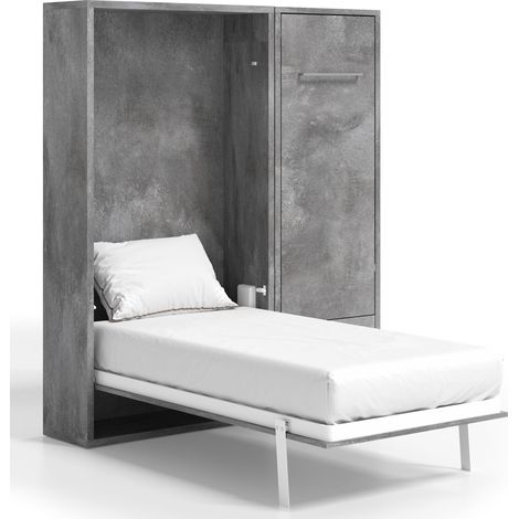 Lit escamotable vertical 140x190 avec armoire et bureau Kampo-Coffrage Frêne 3D-Façade Frêne 3D (1/5)