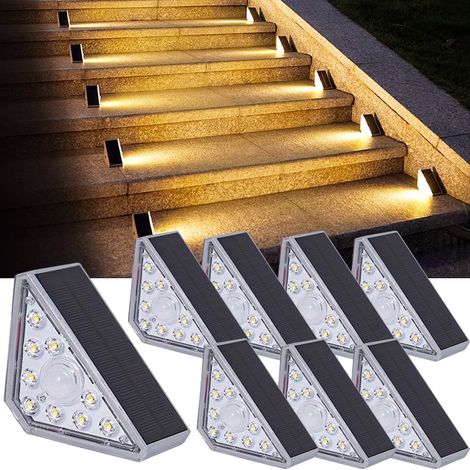 8Pack Solaire Étape Lampe Extérieure Solaire Lumière IP67 Étanche Clôture Escaliers Lumière Super Lumineux Sécurité Escaliers Lampe Jardin Décor (1/5)