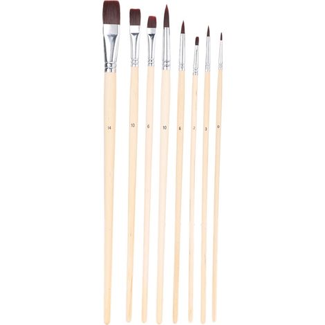 Ensemble de 8 Pinceaux Nylon pour Peinture à l'Huile, Acrylique et Aquarelle - Set d'Accessoires Artistiques (1/5)