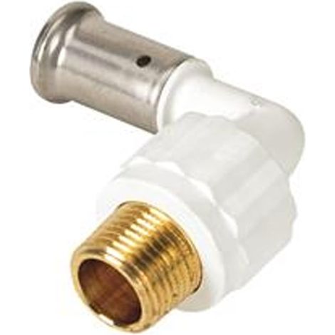 Coude multicouche PVDF blanc à sertir Ø32x3,0 - Mâle 1" (26/34) - HENCO