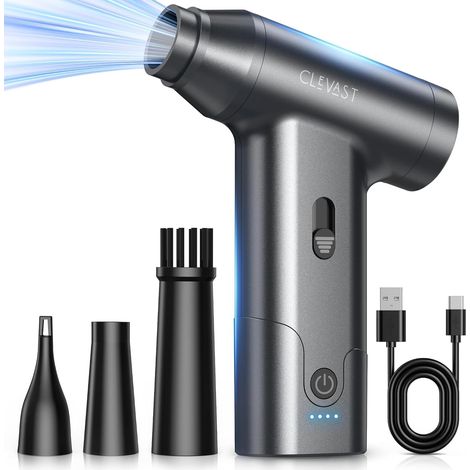 Souffleur Air Comprimé, 130,000 RPM Soufflette sans Fil Rechargeable avec Batterie 5000mAh, 2 en 1 Dépoussiéreur Électrique Nettoyage pour PC, Clavier, Meubles et Voitures (1/5)