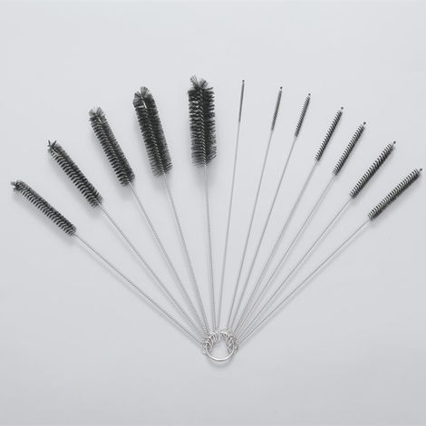 Cleaning Brush,12 Pack Cleaning Brush for Kitchen Brush Kitchen Kettle Teapot Spou Gun Nozzle Tube Car Keyboard Nylon 10 Black 24cm (1/5)