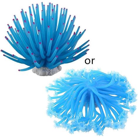 Künstliche Seeanemone, blaue künstliche Korallenornamente zur Dekoration, 1 Stück, Fischhaus