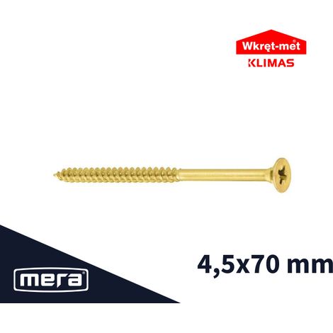 Wkręt-met gehärtete Holzschrauben mit Senkkopf 4,5 x 70 mit Teilgewinde 250 Stück. (1/5)
