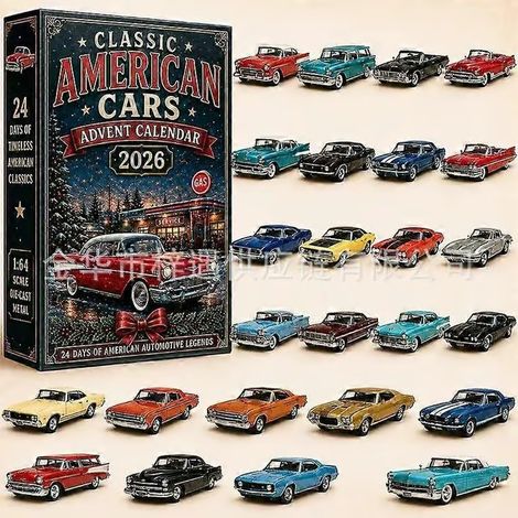 Modèle de voiture de Noël, calendrier de l'Avent 24 jours, décoration en plastique WY26, flotte de voitures (1/4)