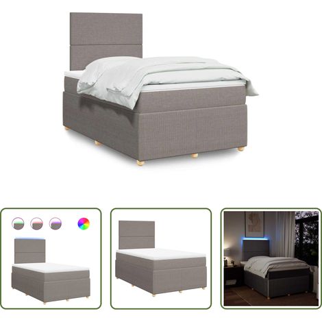 vidaXL LED-Beleuchtung -  Boxspringbett mit Matratze Taupe 120x200 cm Stoff (1/5)