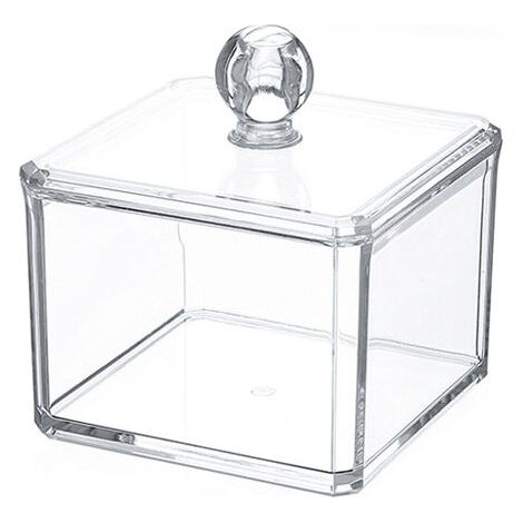 royaluxe - Acrylique Boite à Coton Demaquillant Distributeur de Coton Boîte de Rangement pour Cosmétiques Support étagère Simple, (1/5)