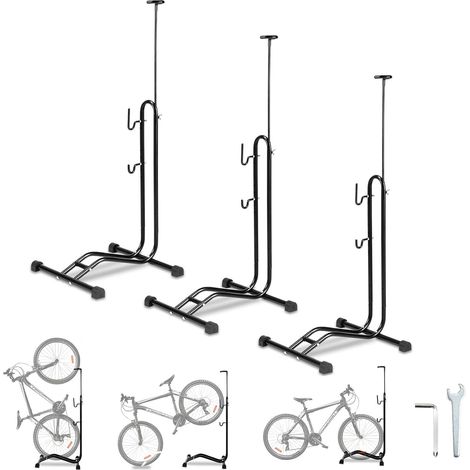 Lot de 3 béquilles 3 en 1 pour vélos de 20 à 29 pouces - Support de maintenance pour vélos - Support horizontal et vertical - Réglable en hauteur - Convient pour roue avant ou roue arrière (1/5)