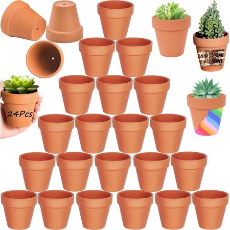 24 pièces 5 x 5.5 cm Petits Pots en Argile,Petits Pots en Argile pour l'artisanat,petitspots de Fleurs,Pots de Fleurs pour la Peinture,petitspots enargile avec Trou de Drainage,réutilisable (1/5)