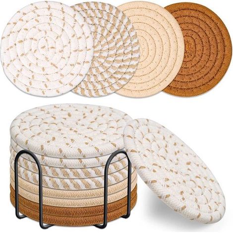 Set di 4 sottobicchieri. Set di 8 sottobicchieri colorati in stile boho con supporto, come decorazione per tavolino da caffè, soggiorno, tavolo da cucina e (1/5)